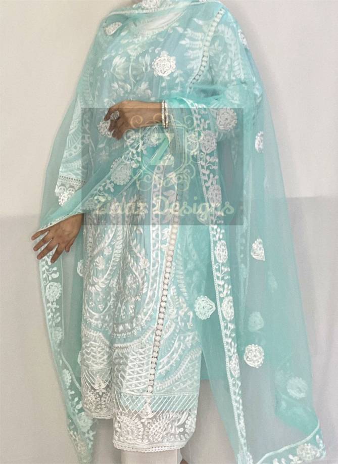 Ziaaz 7773 Sea Blue Cotton Casual Wear Designer Ready Made Collection